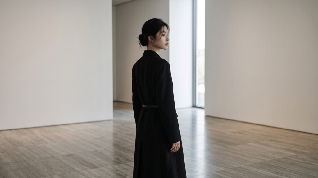 2026 명품 재정립 트렌드, 로고를 배제하고 구조적인 테일러링과 고급 소재의 질감을 강조한 미니멀 럭셔리 스타일링 화보