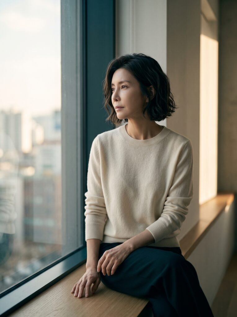 조용한 럭셔리와 올드머니룩 차이를 보여주는 캐시미어 니트 스타일링