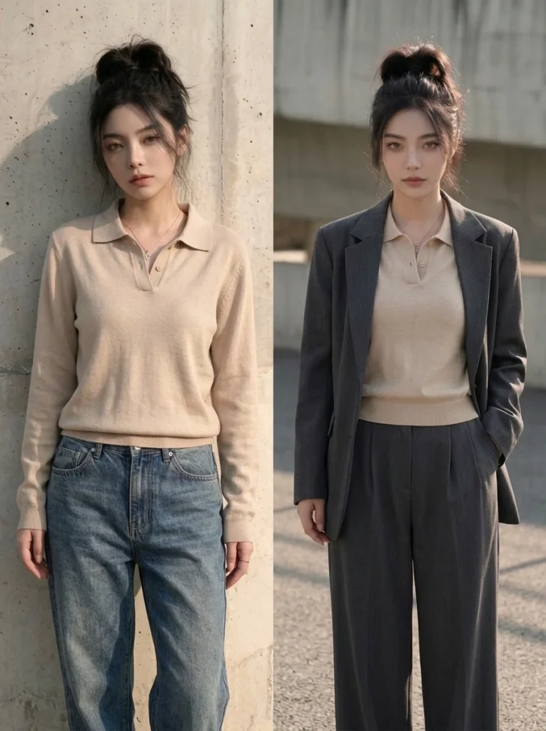 폴로 니트 코디 캐주얼과 포멀 스타일링 비교