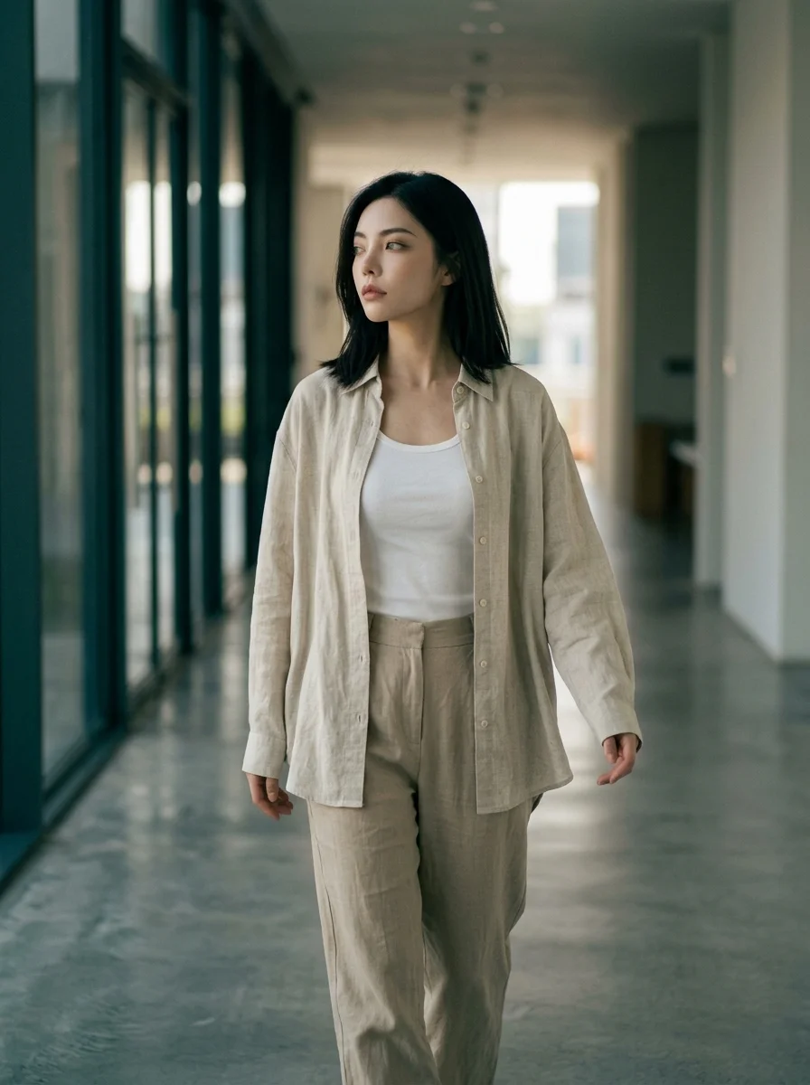 린넨 셔츠 코디 오버사이즈 아우터 레이어링