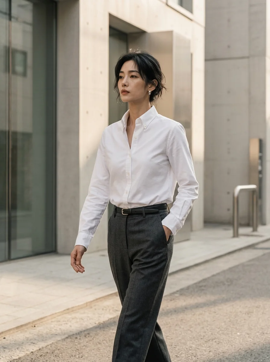 옥스퍼드 셔츠 슬림핏 포멀 착장