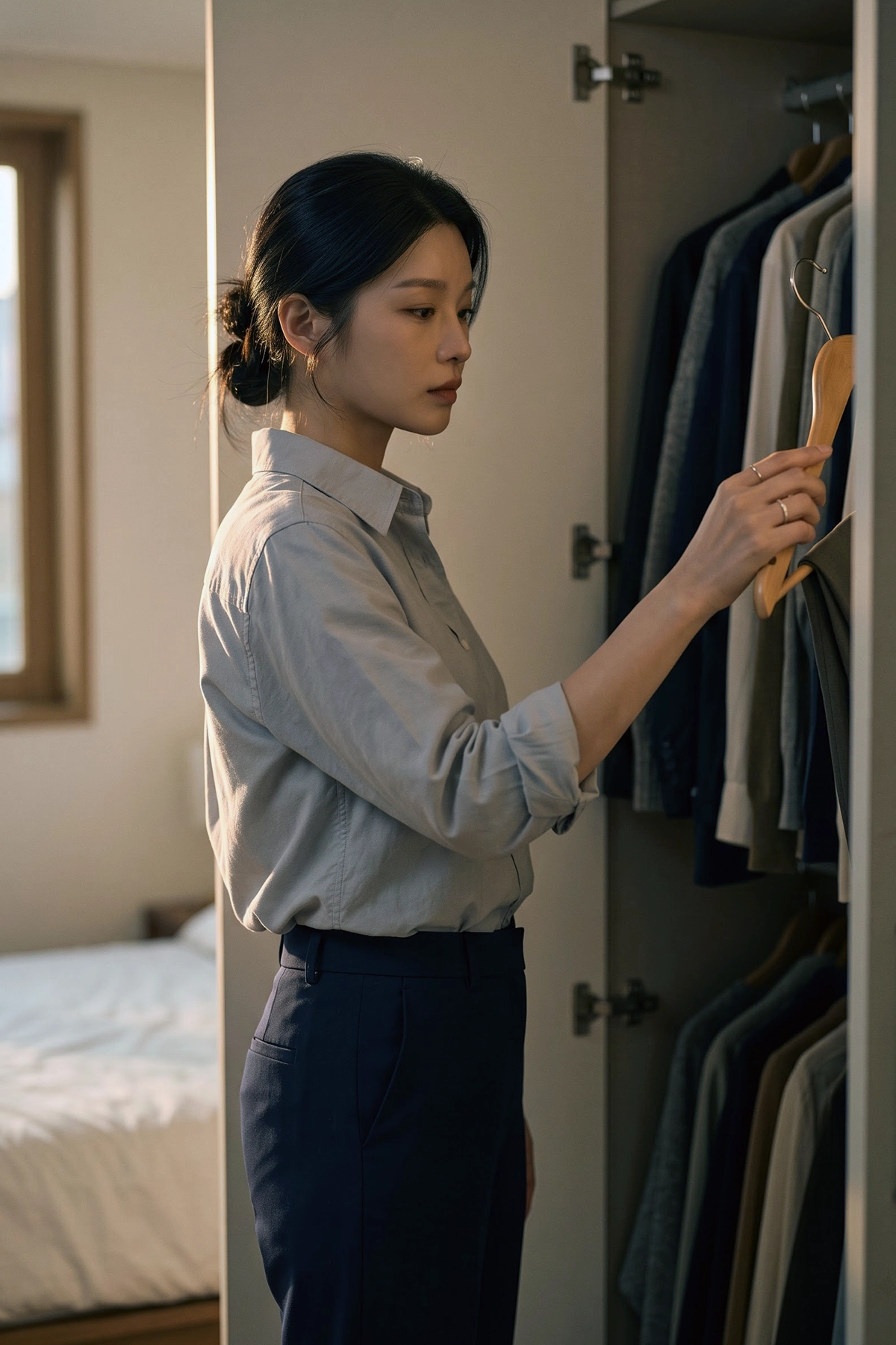 30대 데이트룩 옷장에서 고르는 일상 장면