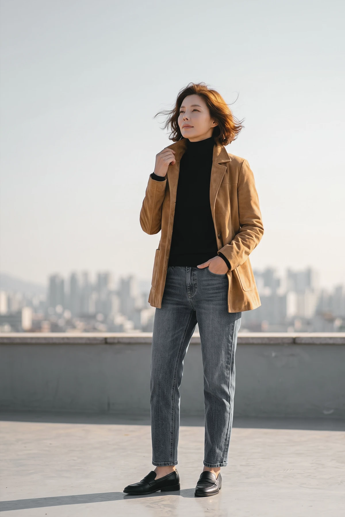 환절기 옷장 정리 스웨이드 재킷과 배럴진 매치